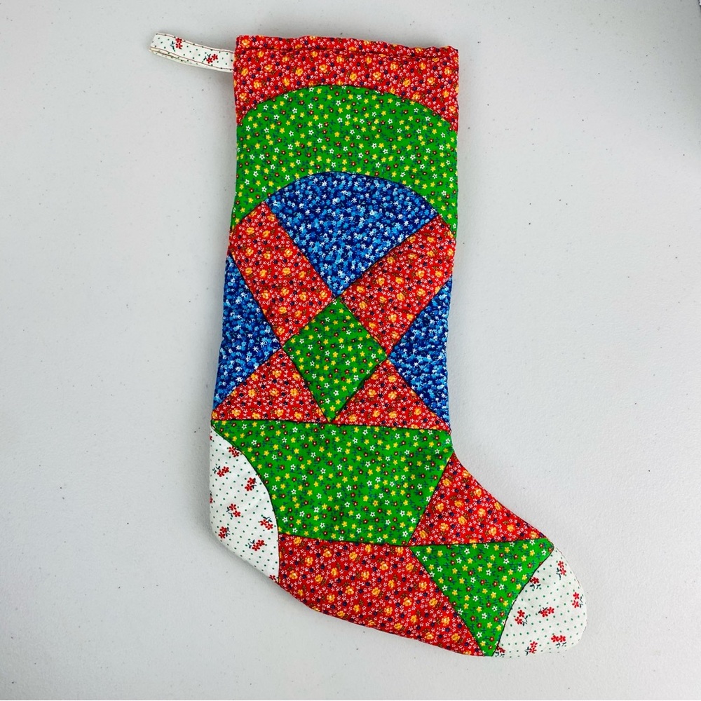 Quilted Colorful Patchwork Christmas Mom Stocking - Picture 2 of 5